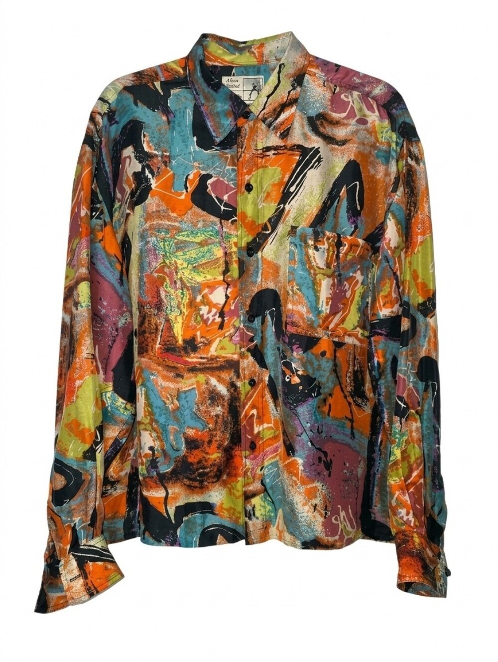 Vintage Nino Foriero Abstract Multicolor Silk Shirt - Men Sz Large